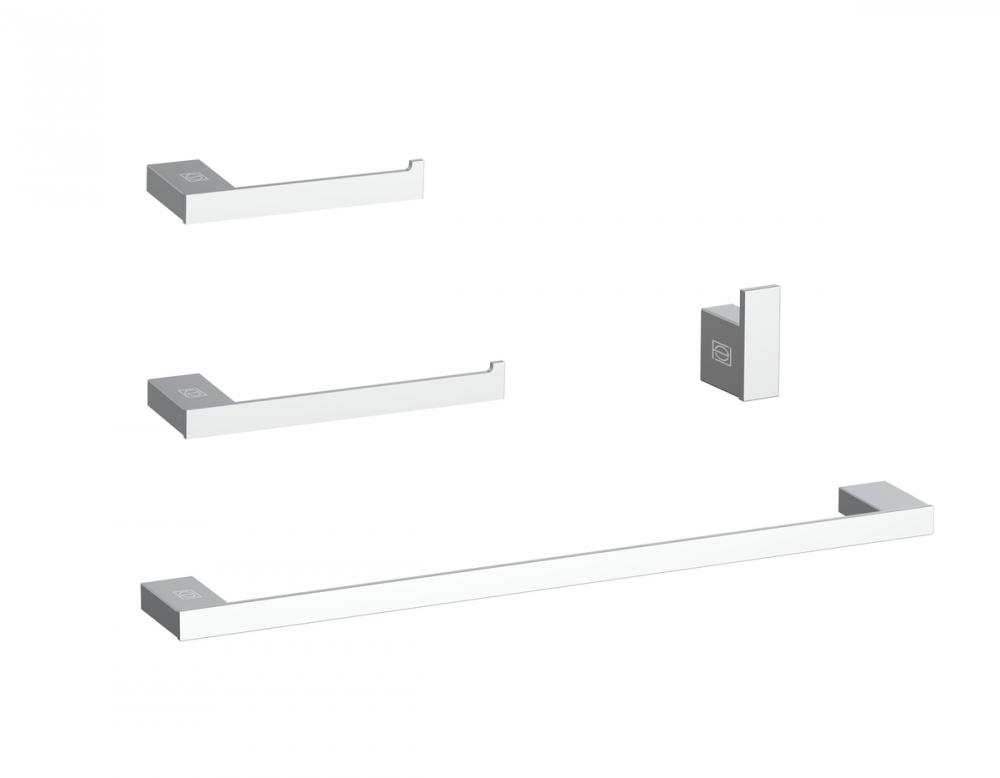 Bathroom hardware set 24"x2.9"+7"x2.9"+2.2"x1.5"+9.6"x2.9" chrome