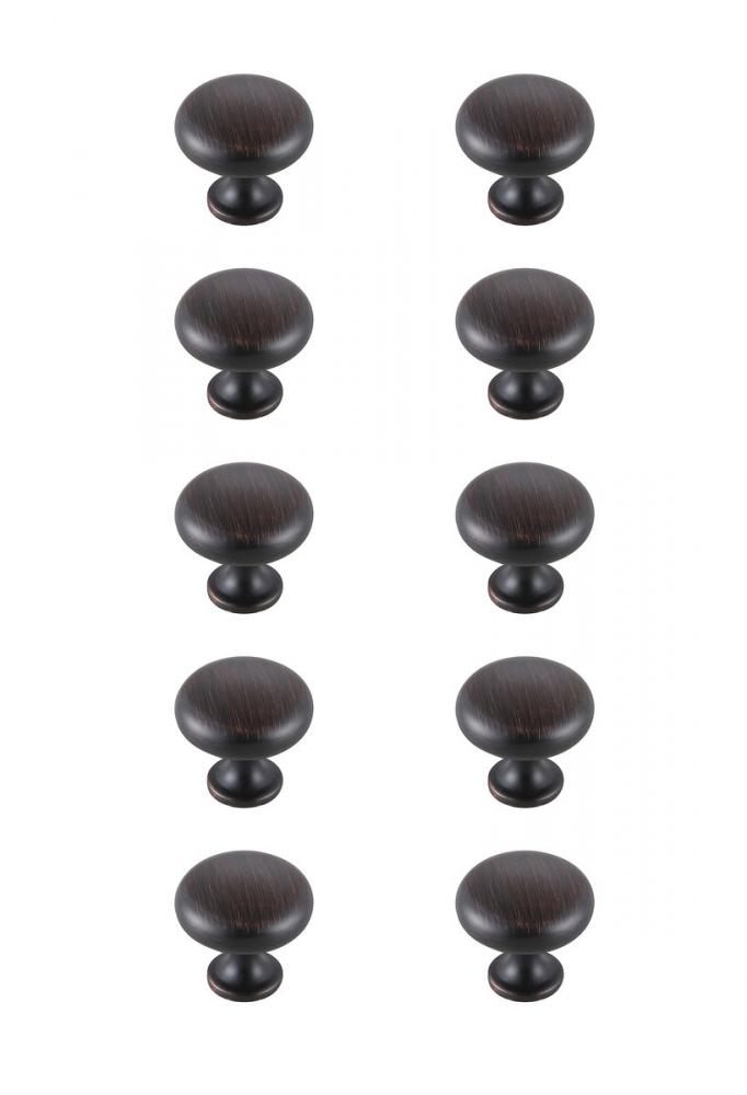 Cadon 1.2" Diameter Oil-rubbed Bronze Mushroom Knob Multipack (Set of 10)