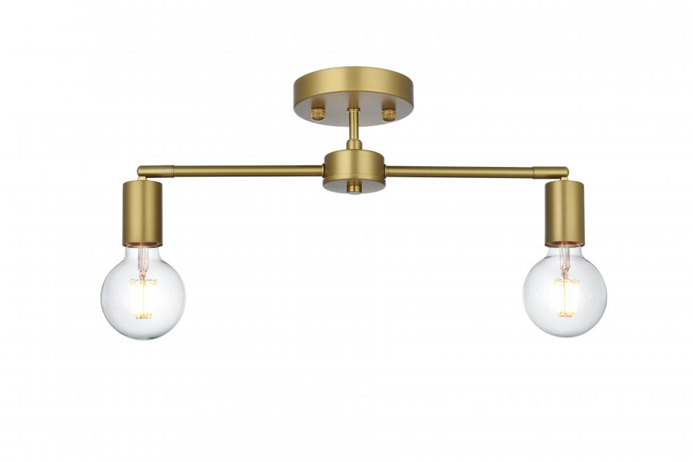 Zane Ceiling Lamp L21.5"W4.7"H6.2" Satin Gold