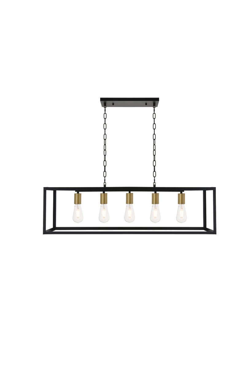 Resolute 5 light brass and black Pendant