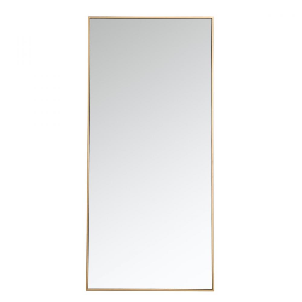 Metal frame rectangle mirror 30 inch in Brass