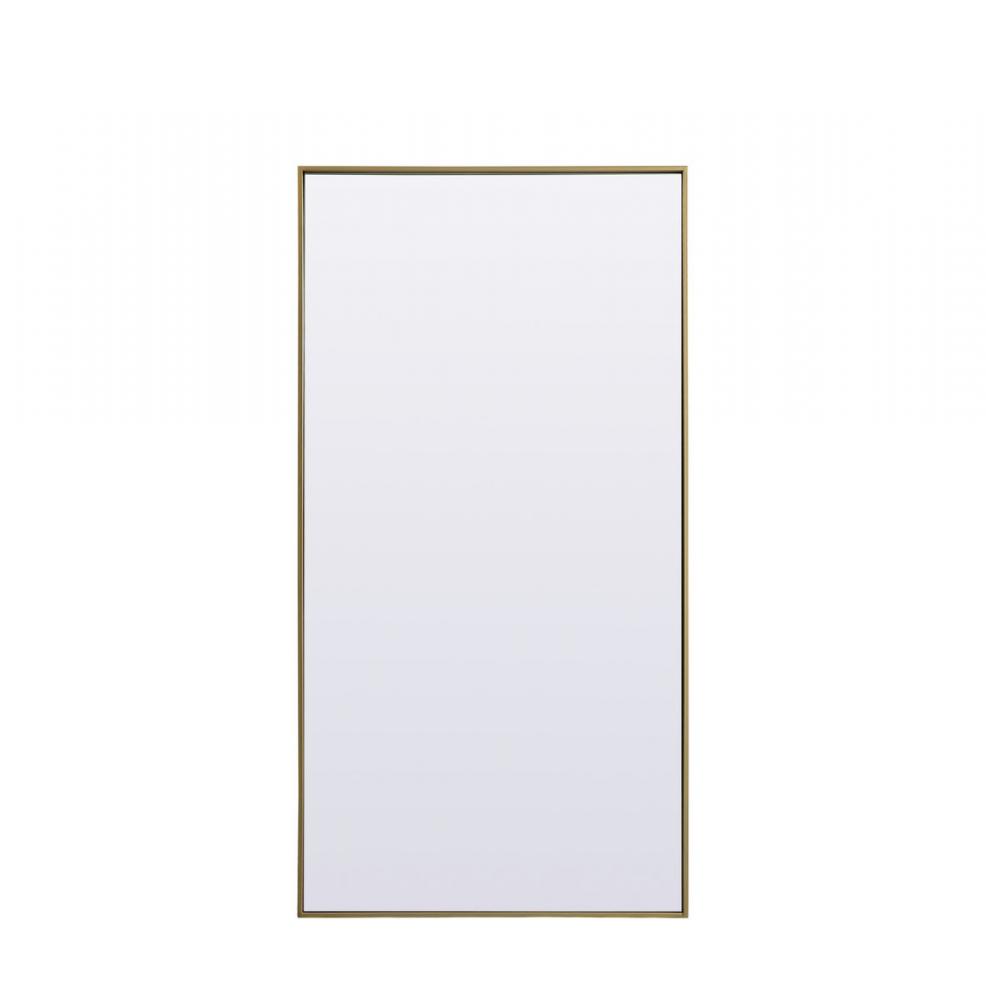 Metal Frame Rectangle Full Length Mirror 30x60 Inch in Brass