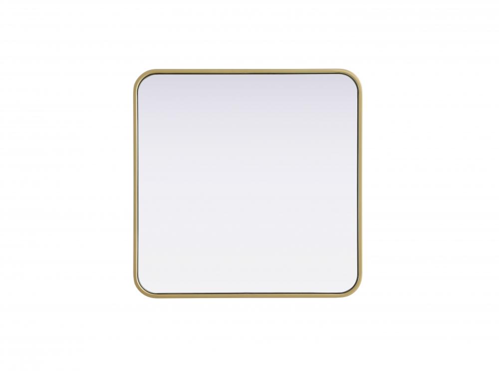 R Corner Square Mirror 24"x24"x2" Brass