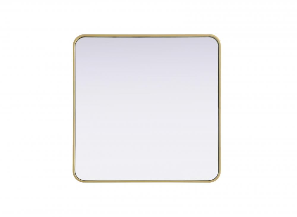 R Corner Square Mirror 30"x30"x2" Brass