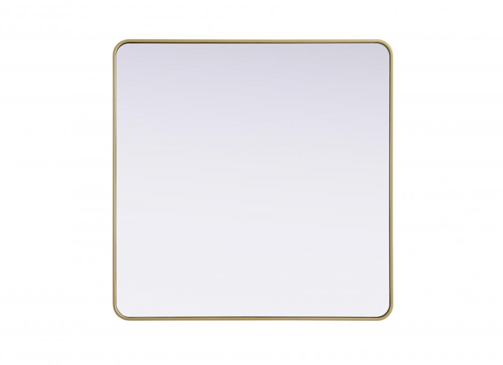 R Corner Square Mirror 42"x42"x2" Brass