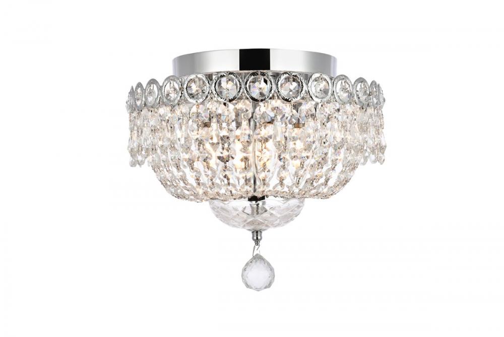 Century 4 light Chrome Flush Mount Clear Royal Cut Crystal