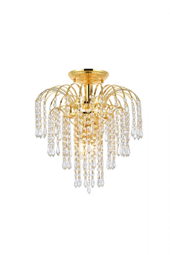 Falls 4 light Gold Flush Mount Clear Royal Cut Crystal