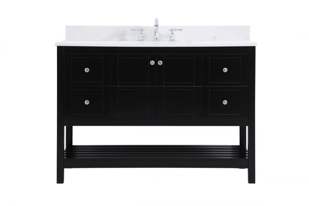 48 inch Single Bathroom Vanity in Black with Backsplash