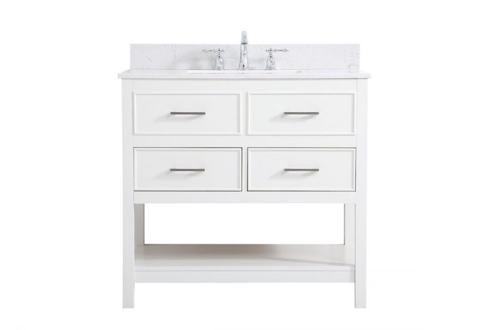36 inch Single bathroom vanity in white with backsplash