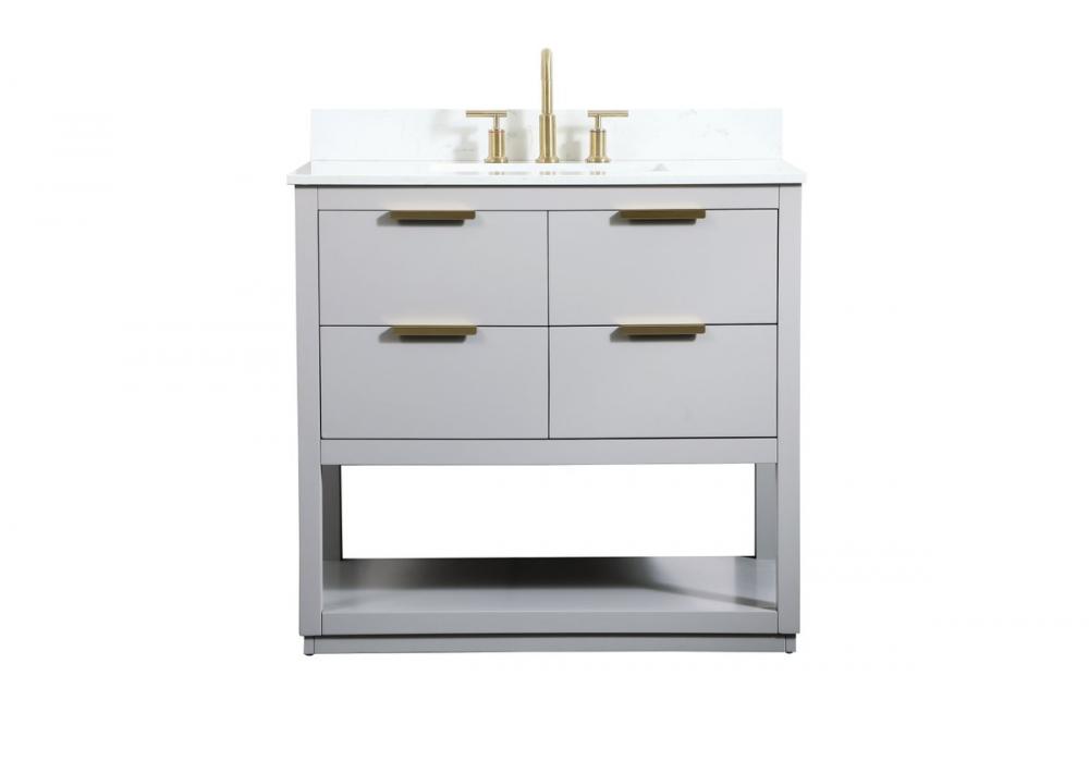 36 inch Single bathroom vanity in grey with backsplash