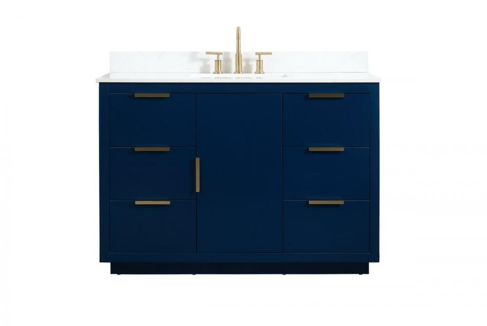 48 inch Single bathroom vanity in blue with backsplash