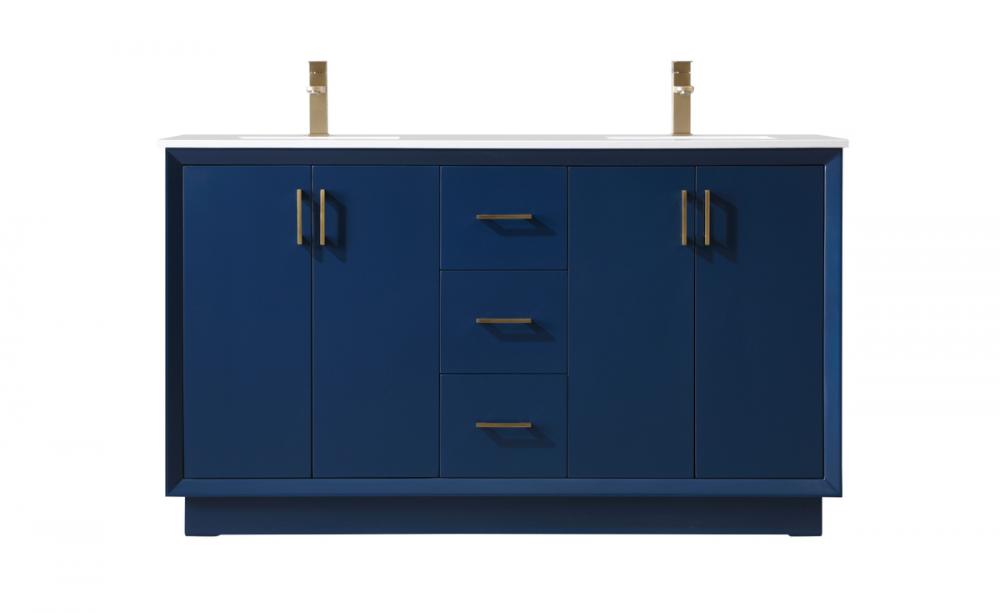 Hayes Vanity Cabinet 3Dw 4Dr 60"W x 22"D x 35"H blue