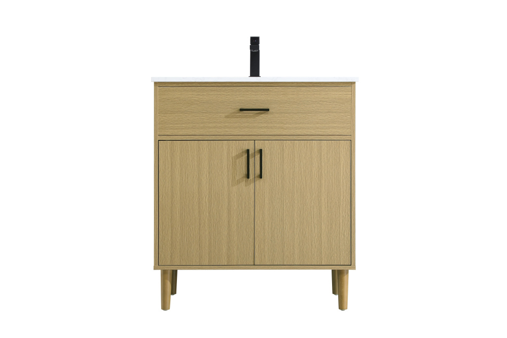 Vanity Cabinet 2Dr W30''xD19''xH34" Honey Brown