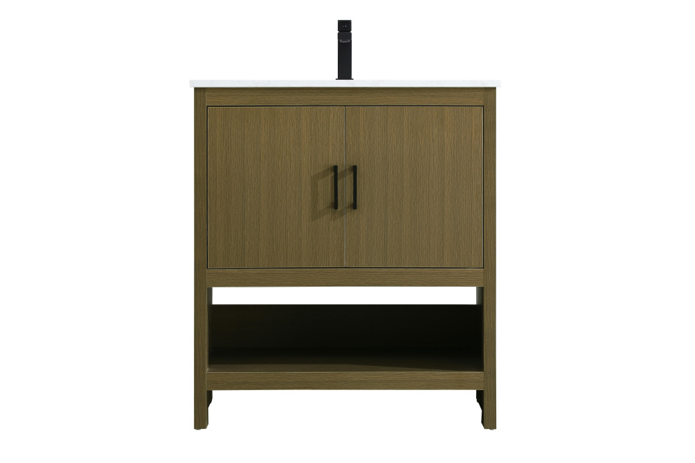 Vanity Cabinet 2Dr W30''xD19''xH34" Chestnut Brown