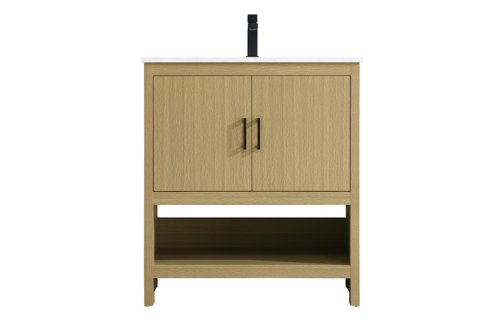 Vanity Cabinet 2Dr W30''xD19''xH34" Honey Brown