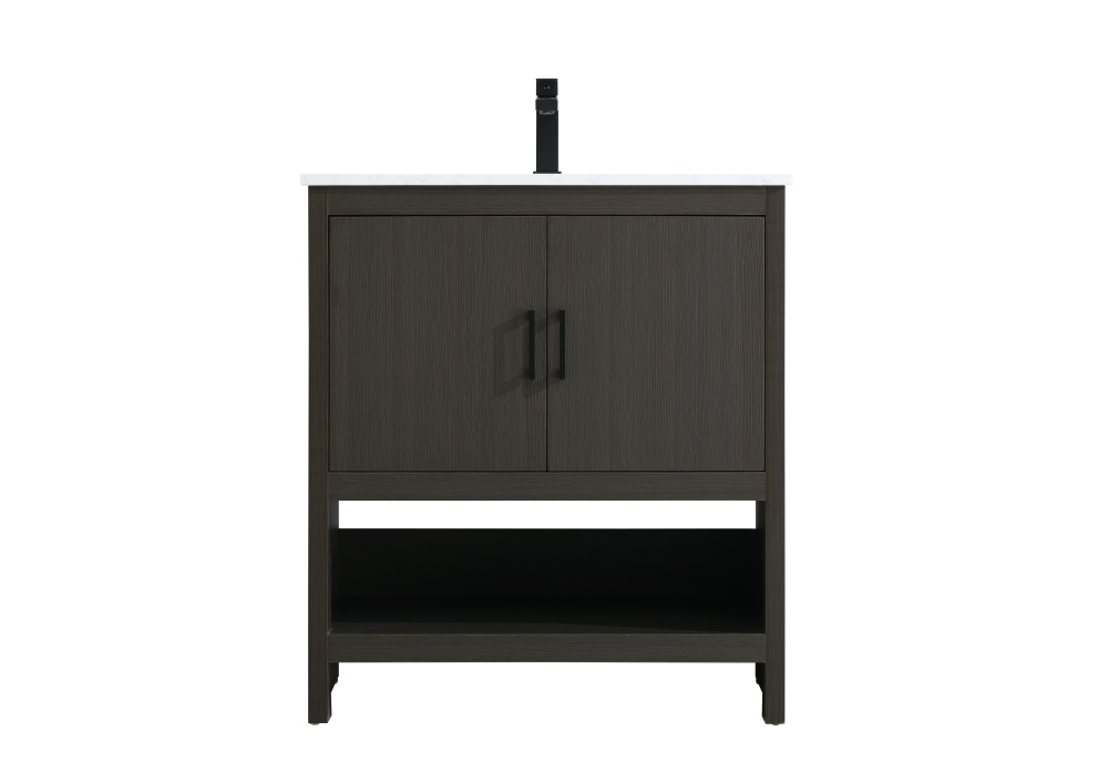 Vanity Cabinet 2Dr W30''xD19''xH34" Mocha Brown