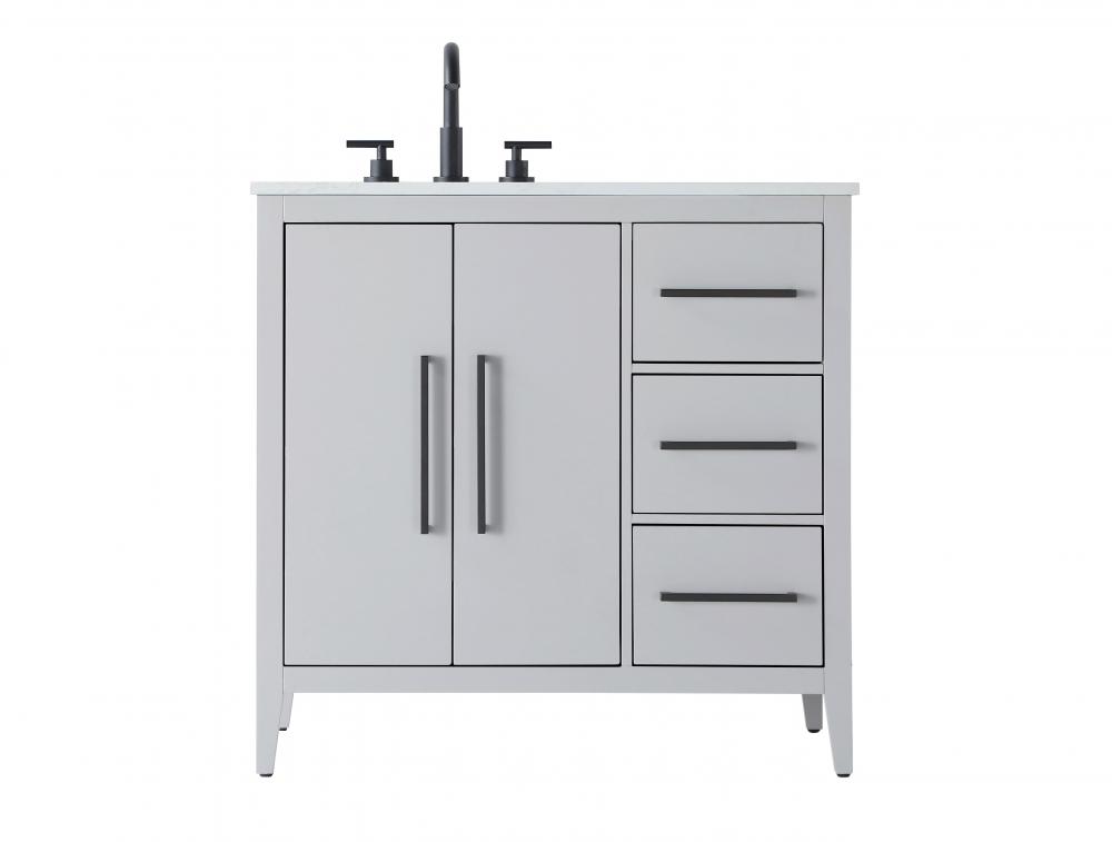 Vanity Cabinet 2Dr 3Dw 36x21.5x35 Grey