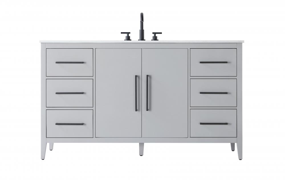 Vanity Cabinet 2Dr 6Dw 60x21.5x35 Grey