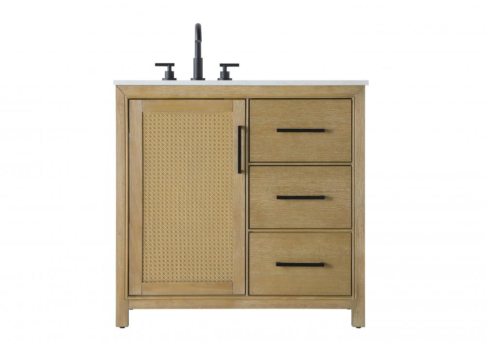 Vanity Cabinet 1Dr 3Dw 36x21.5x35 Linen Oak