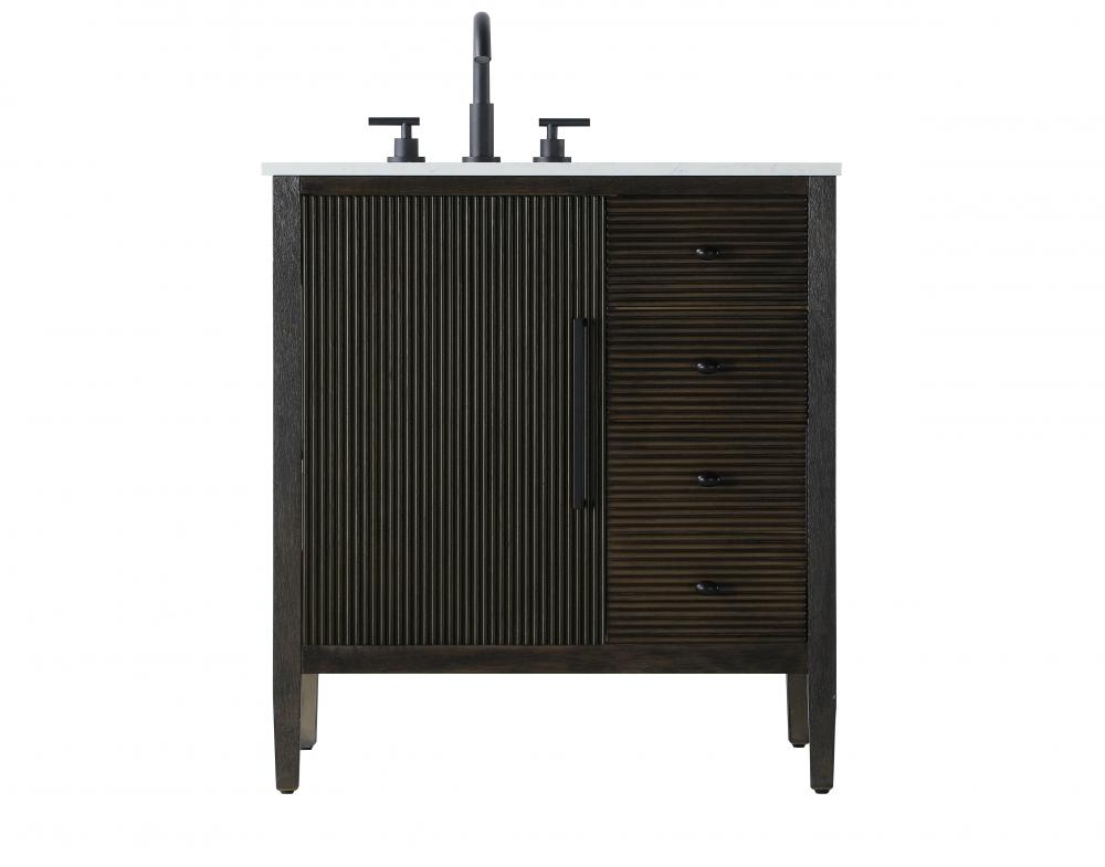 Vanity Cabinet 1Dr 3Dw 32x21.5x35 Chocolate Oak