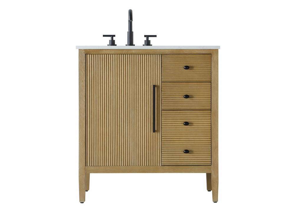 Vanity Cabinet 1Dr 3Dw 32x21.5x35 Linen Oak