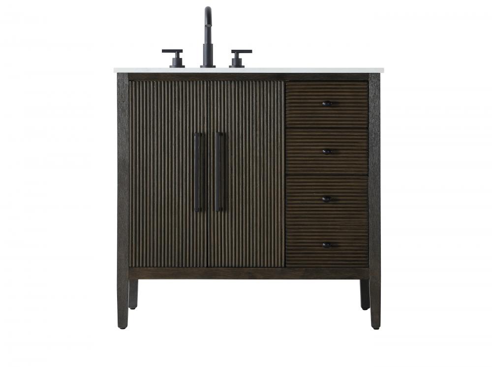 Vanity Cabinet 2Dr 3Dw 36x21.5x35 Chocolate Oak