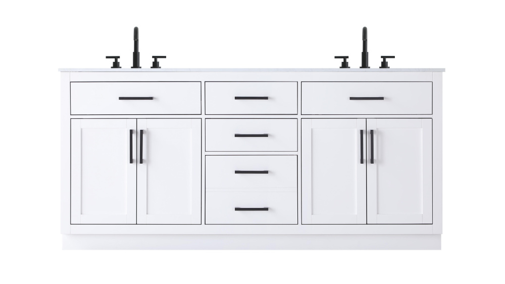 Vanity Cabinet 4Dr5Dw 72"W x 22"D x 35''H White