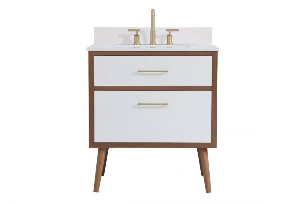 30 inch bathroom Vanity in White with Backsplash