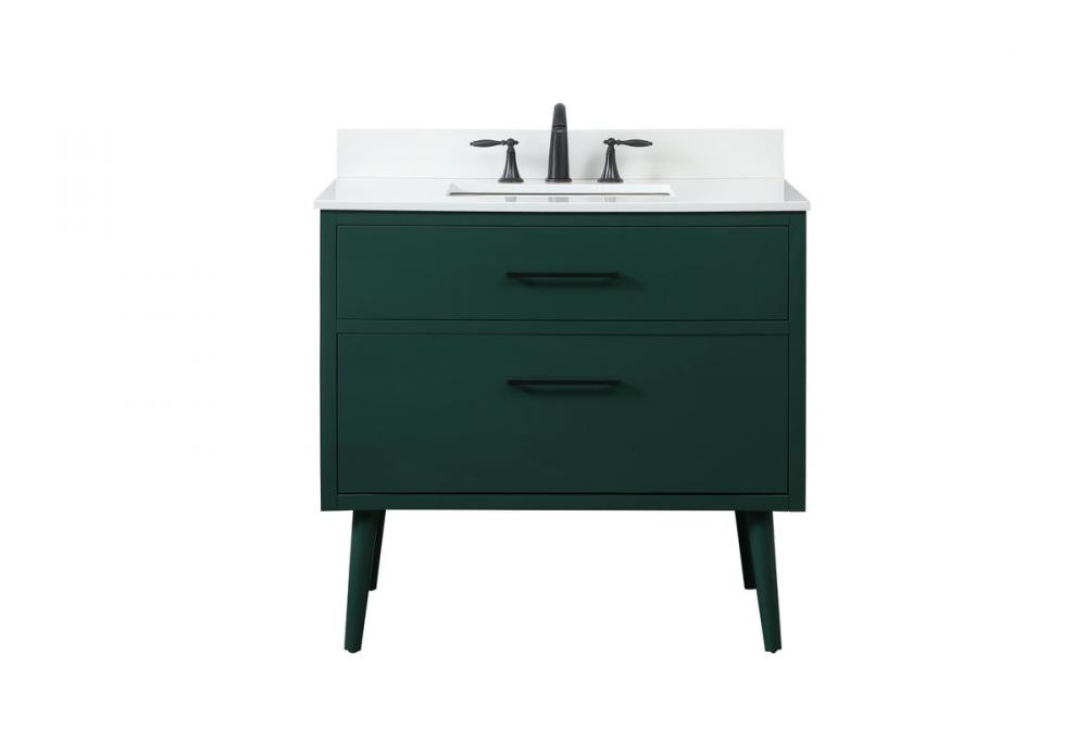 36 inch bathroom vanity in Green with backsplash