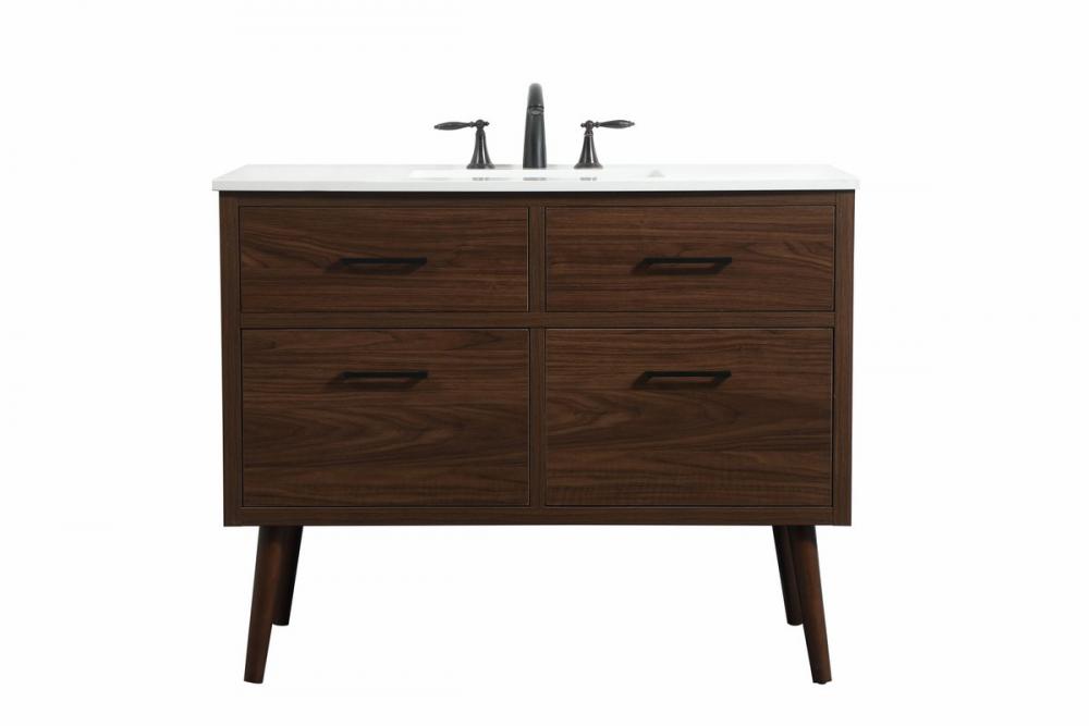 42 inch Single bathroom vanity in walnut