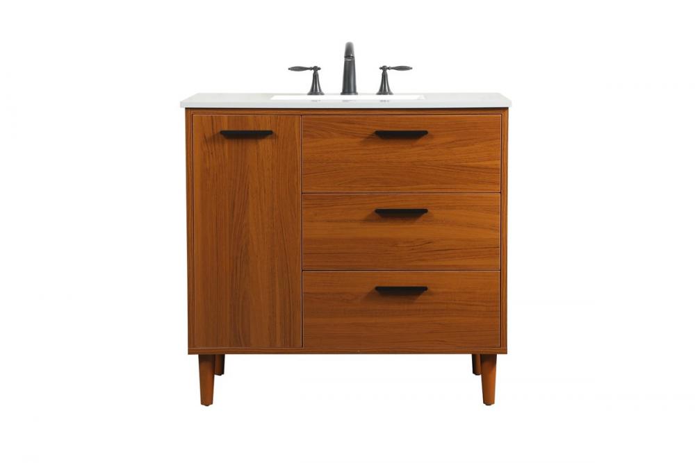 36 inch bathroom vanity in Teak