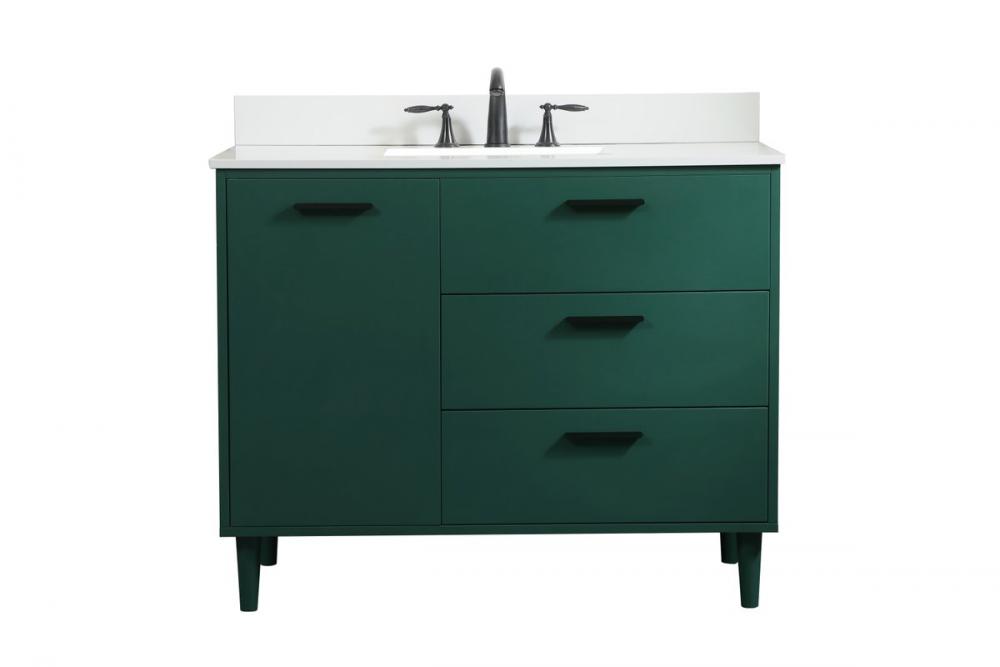 42 inch bathroom vanity in Green with backsplash