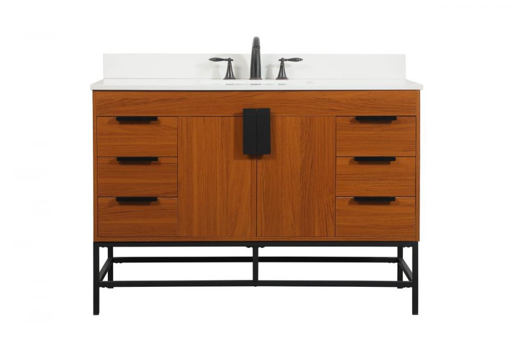 48 inch Single bathroom vanity in teak with backsplash