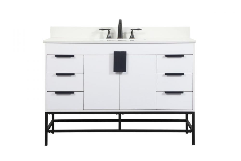 48 inch Single bathroom vanity in white with backsplash