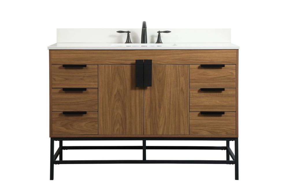 48 inch Single bathroom vanity in walnut brown with backsplash
