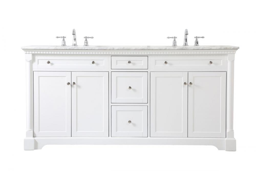 72 inch double bathroom vanity in White