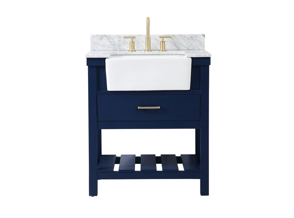 30 inch Single bathroom vanity in blue with backsplash