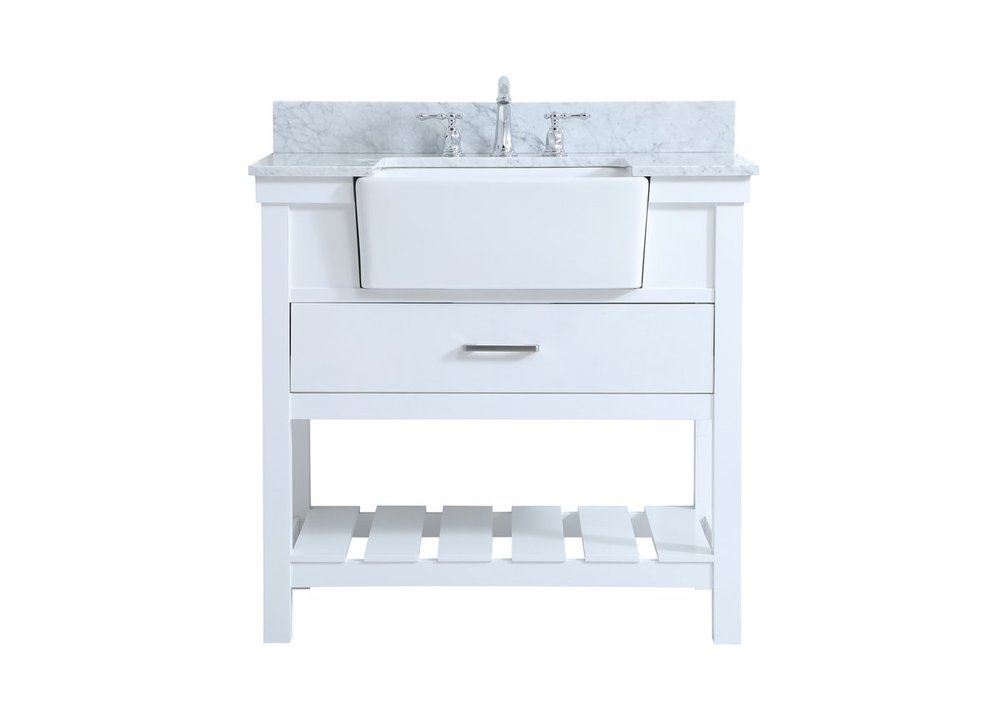 36 inch Single bathroom vanity in white with backsplash