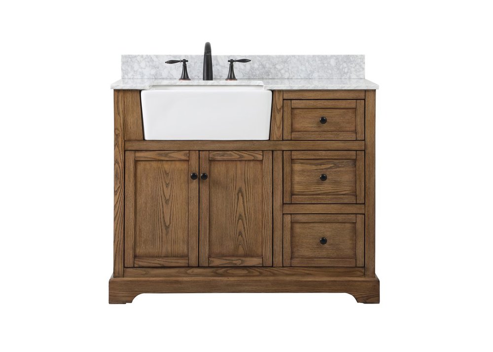 42 inch Single bathroom vanity in driftwood with backsplash