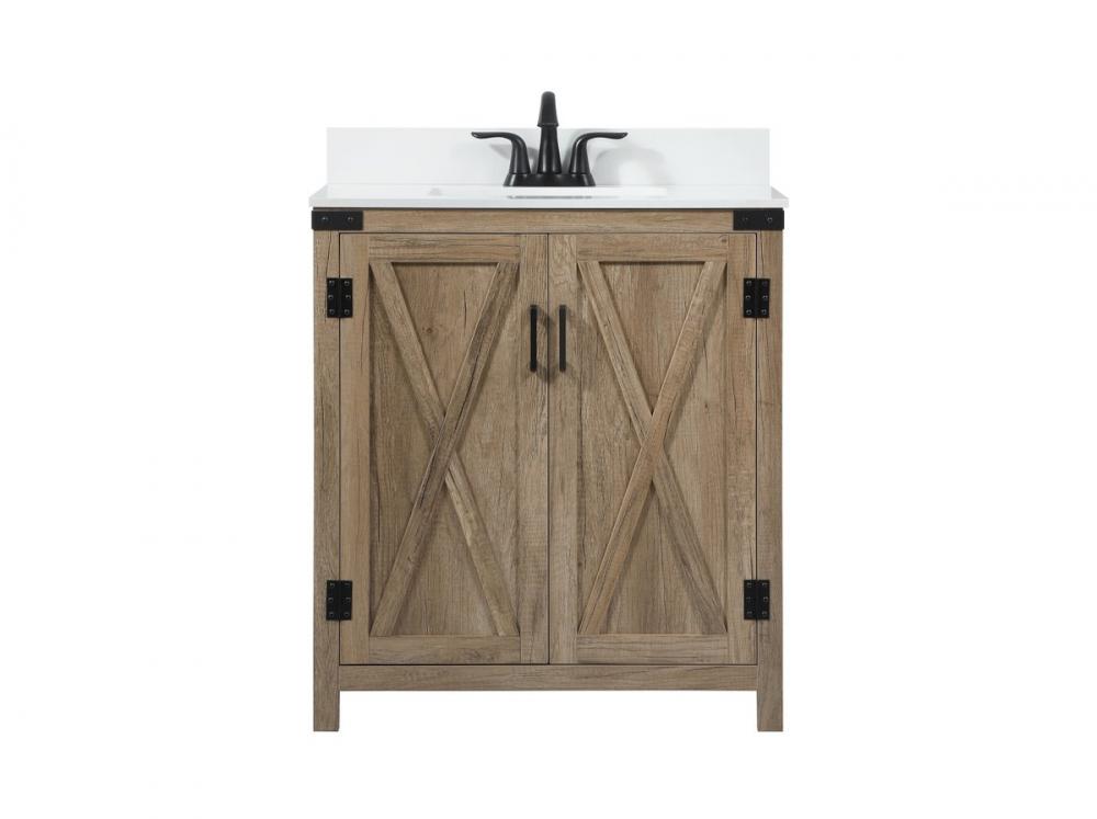 30 inch Single bathroom vanity in natural oak with backsplash