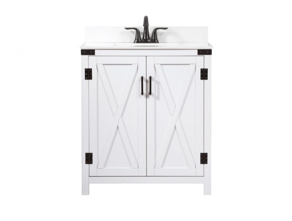 30 inch Single bathroom vanity in white with backsplash