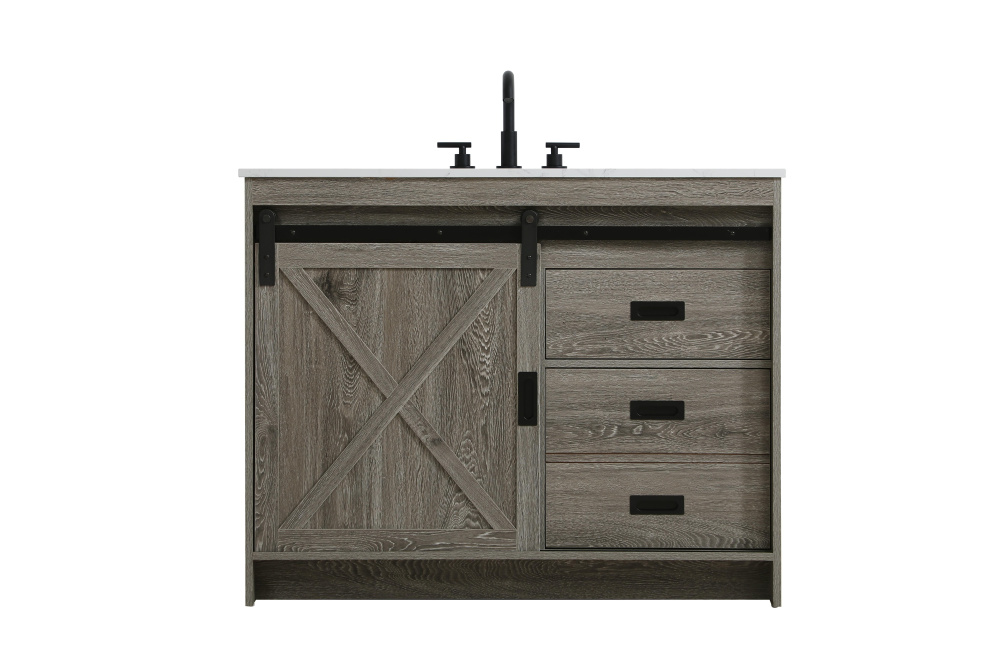 Vanity Cabinet 1Dr 2Dw 42''x34''x22'' Rustic Grey
