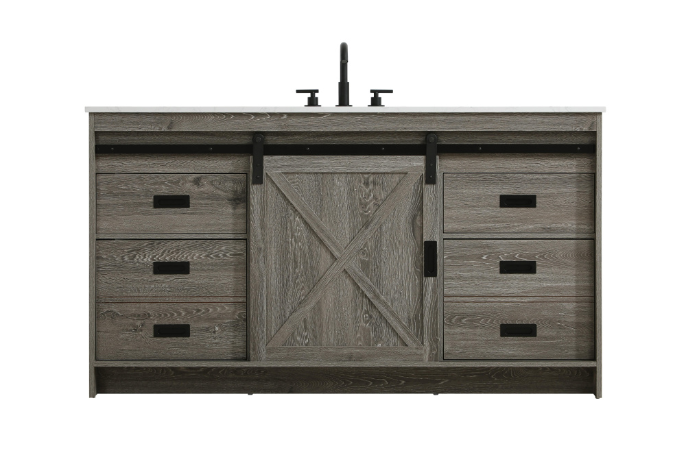 Vanity Cabinet 1Dr 4Dw 60''x34''x22'' Rustic Grey