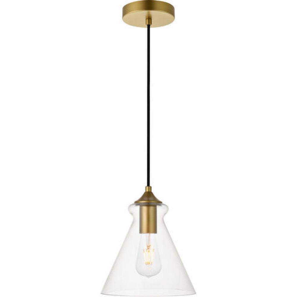 Destry 1 Light Brass Pendant With Clear Glass