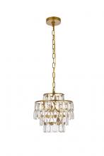 Elegant 1102D12BR - Mila 12 inch pendant in brass