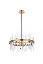 Elegant 2200D20SG - Serena 20 inch crystal round pendant in satin gold