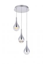 Elegant 3803D12C - Amherst Collection LED 3-light chandelier 12in x 9in chrome finish