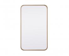 Elegant MR801830BR - Soft corner metal rectangular mirror 18x30 inch in Brass