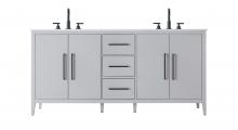 Elegant VF29372DGR - Vanity Cabinet 4Dr 3Dw 72x21.5x35 Grey