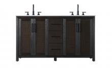 Elegant VF29560DCO - Vanity Cabinet 4Dr 3Dw 60x21.5x35 Chocolate Oak